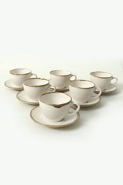Hermia Juego de tazas de té de cerámica, 12 piezas, crema